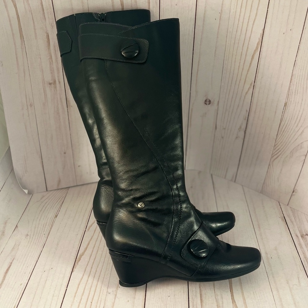 Pikolinos black knee high wedge boots Size Eu 37/ US 6.5- 7